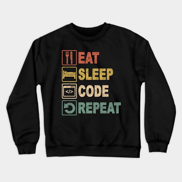 EAT SLEEP CODE REPEAT Crewneck Sweatshirt by SilverTee
